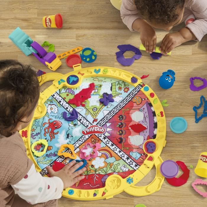 Play-Doh Tapis de voyage, coffret Découverte avec pâte a modeler, loisirs artistiques, jouets pour enfants, a partir de 3 ans
