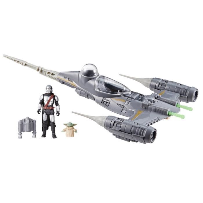 Vaisseau The Mandalorian's N-1 Starfighter, figurines Grogu et Mandalorien de 10 cm, jouet pour enfant des 4 ans, Star Wars Epic Her