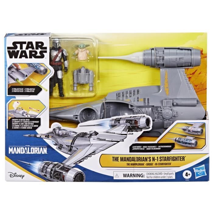 Vaisseau The Mandalorian's N-1 Starfighter, figurines Grogu et Mandalorien de 10 cm, jouet pour enfant des 4 ans, Star Wars Epic Her