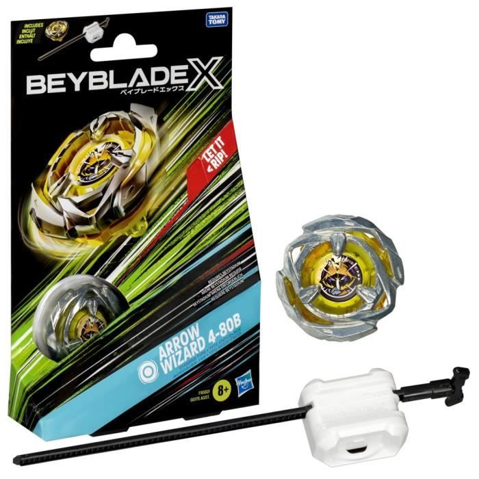 Beyblade X, Starter Pack Arrow Wizard 4-80B avec toupie de compÈtition a rotation droite de type endurance et lanceur, a partir de 8