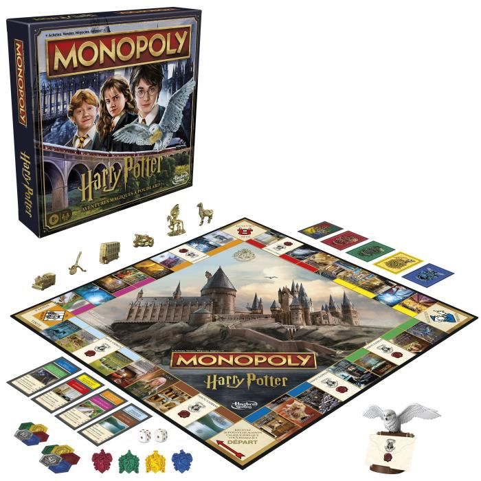 Monopoly Harry Potter édition, Jeu de société de plateau, Aventures magiques a Poudlard, des 8 ans, 2 a 6 joueurs
