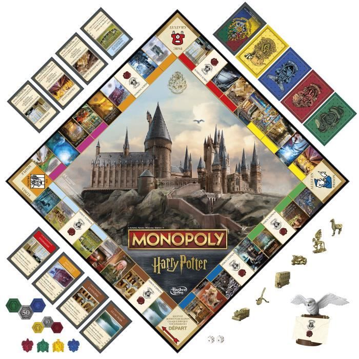 Monopoly Harry Potter édition, Jeu de société de plateau, Aventures magiques a Poudlard, des 8 ans, 2 a 6 joueurs