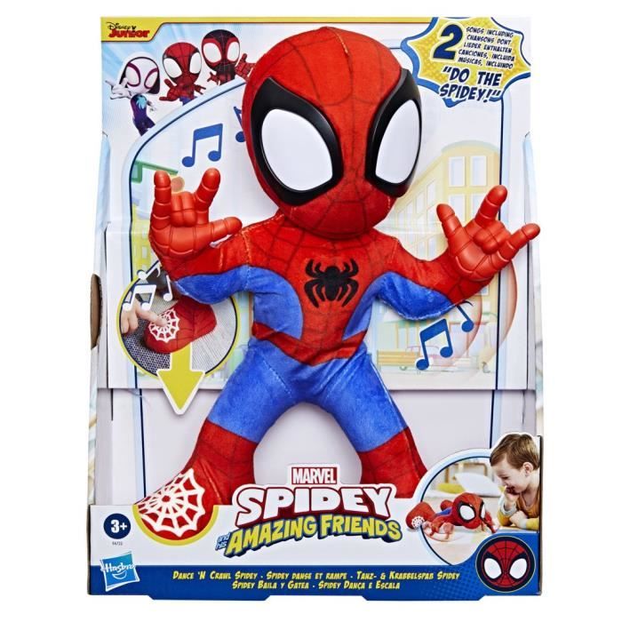 Spidey danse et rampe, peluche interactive avec musique et sons, jouets de super-héros a partir de 3 ans, Spidey et ses Amis Extraor