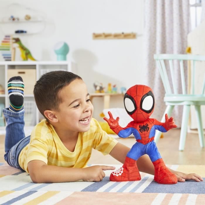 Spidey danse et rampe, peluche interactive avec musique et sons, jouets de super-héros a partir de 3 ans, Spidey et ses Amis Extraor