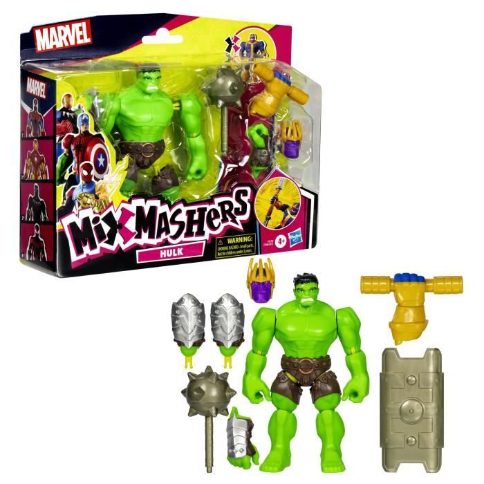 MixMashers Hulk Deluxe, figurine 12 cm personnalisable a mélanger et combiner avec accessoires, Marvel, des 4 ans