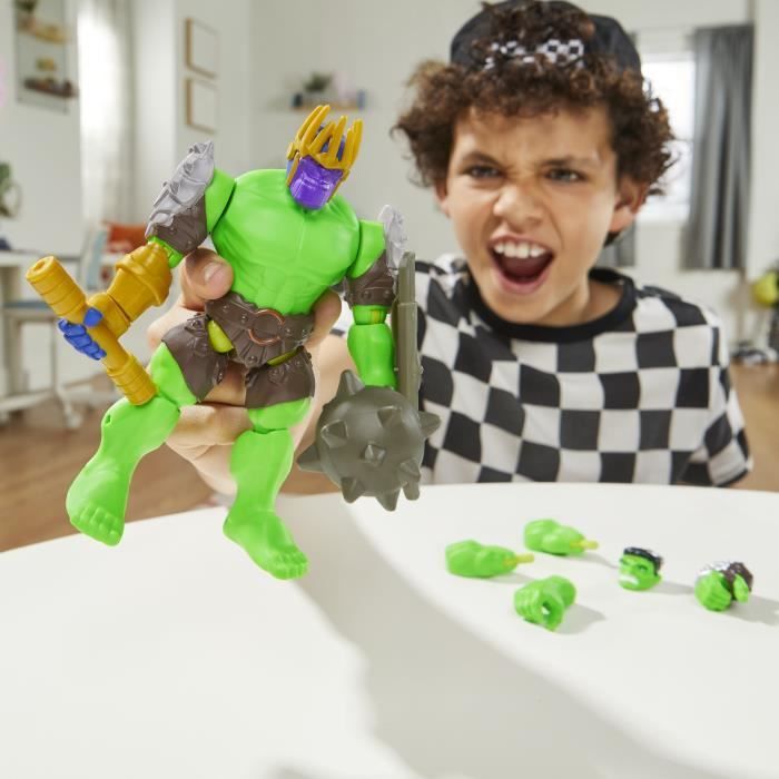 MixMashers Hulk Deluxe, figurine 12 cm personnalisable a mélanger et combiner avec accessoires, Marvel, des 4 ans