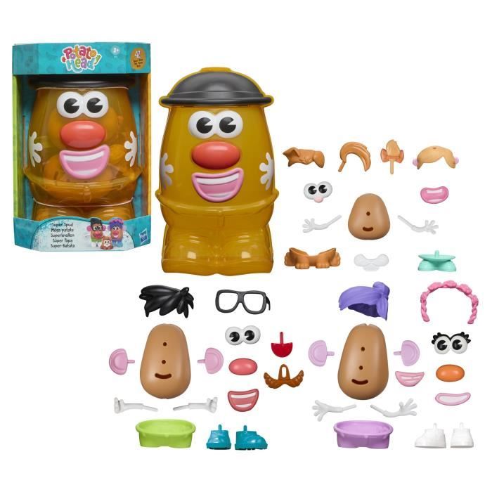 Potato Head Méga patate coffret avec 42 pieces dont une boîte de rangement, jouets préscolaires créatifs pour enfants, des 2 ans