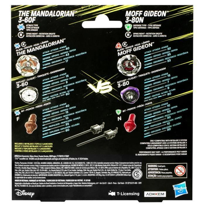 Beyblade X Multipack Toupie The Mandalorian 3-60F vs. Moff Gideon 3-80N, Star Wars, Des 8 ans