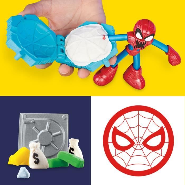 Play-Doh Spider-Man, coffret Attaque tranchante avec 2 figurines flexibles, 7 accessoires et pâte a modeler, des 4 ans, Marvel