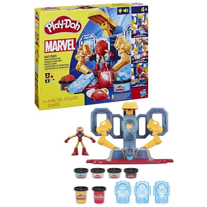 Play-Doh Iron Man Fabrique d'armures, coffret avec figurine Iron Man et pâte a modeler, des 4 ans, Marvel
