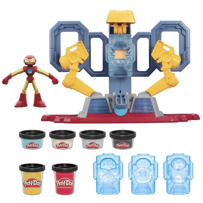 Play-Doh Iron Man Fabrique d'armures, coffret avec figurine Iron Man et pâte a modeler, des 4 ans, Marvel