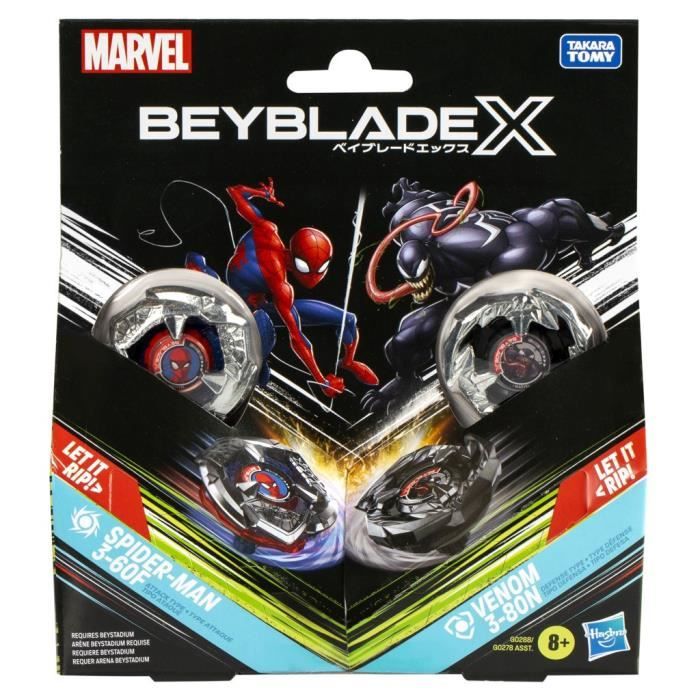 Beyblade X Multipack Toupie Spider-Man 3-60F vs. Venom 3-80N, Marvel , Des 8 ans