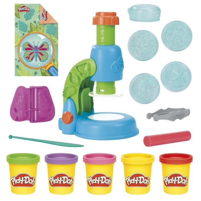 Play-Doh Mon petit microscope, pâte a modeler, 9 accessoires et 5 couleurs, des 3 ans