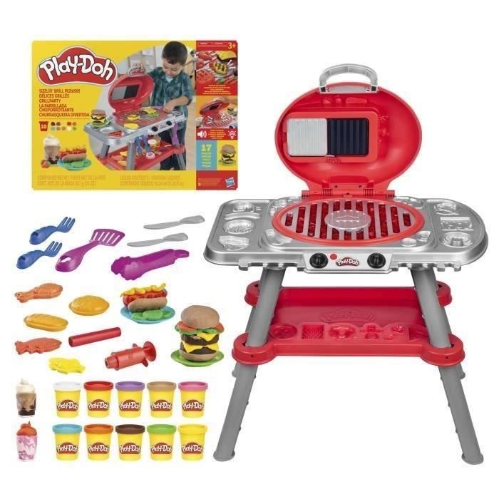 PlayDoh Délices grillés BBQ factice, coffret de pâte a modeler avec sons et lumieres, 17 accessoires, loisirs créatifs, des 3 ans