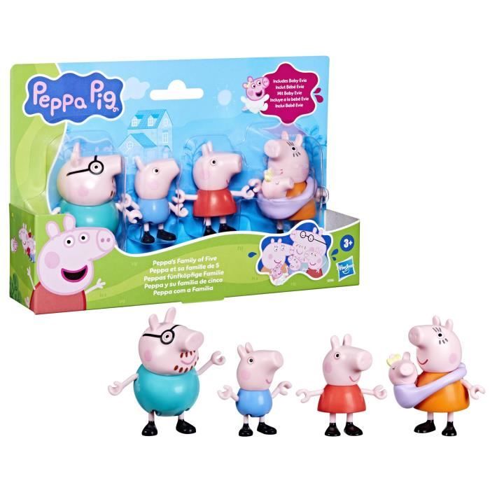 Peppa Pig Peppa et sa famille de 5, coffret de figurines, jouets préscolaires pour filles et garçons, des 3 ans