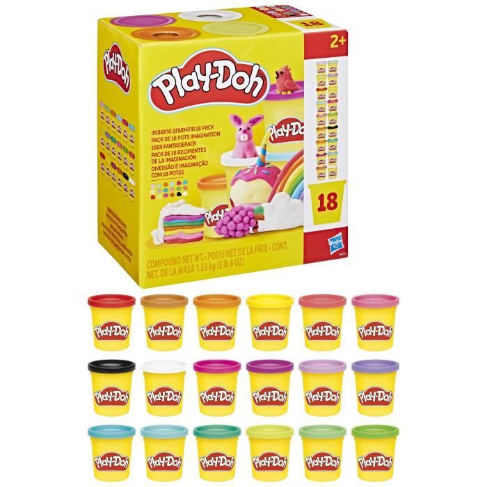 Play-Doh Pack de 18 pots imagination, loisirs créatifs de pâte a modeler pour enfants, des 2 ans