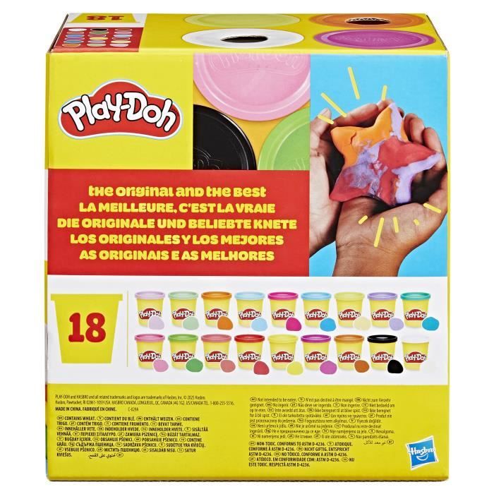 Play-Doh Pack de 18 pots imagination, loisirs créatifs de pâte a modeler pour enfants, des 2 ans