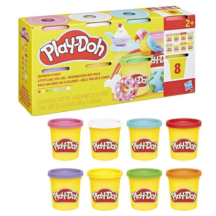 Play-Doh 8 couleurs arc-en-ciel, pots de pâte a modeler de 85 g