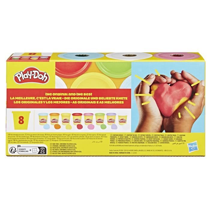 Play-Doh 8 couleurs arc-en-ciel, pots de pâte a modeler de 85 g