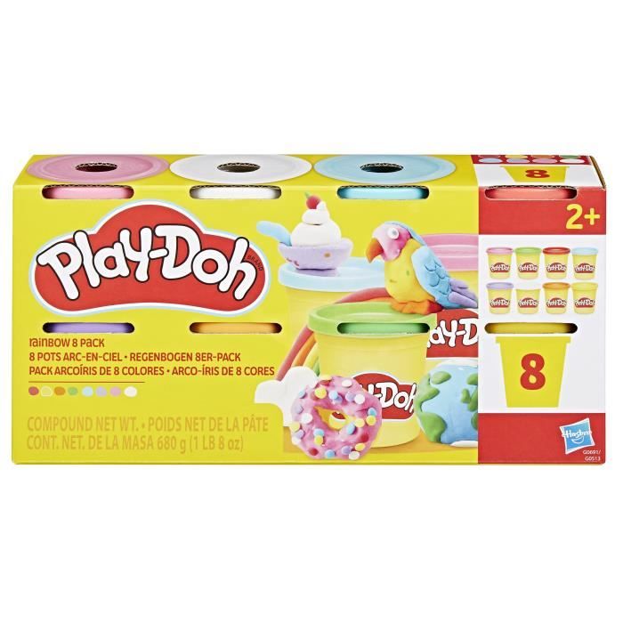 Play-Doh 8 couleurs arc-en-ciel, pots de pâte a modeler de 85 g