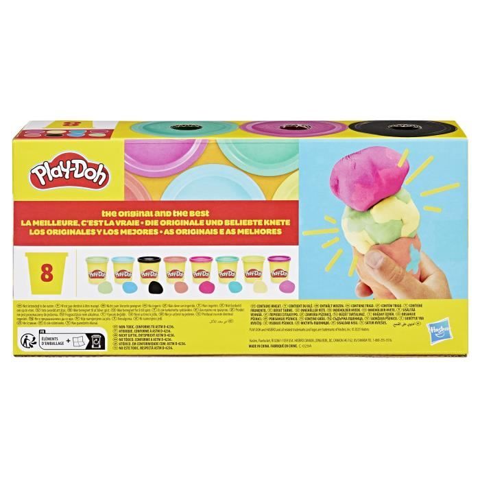 Play-Doh 8 pots couleurs vives, pots de pâte a modeler de 85 g