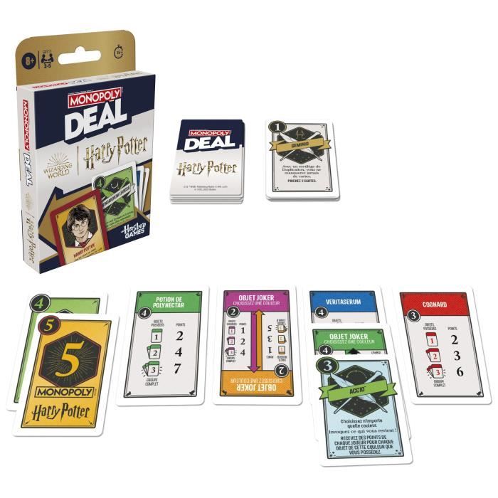 Monopoly Deal Harry Potter, Jeu de cartes rapide 15 min, Hasbro Games, Des 8 ans
