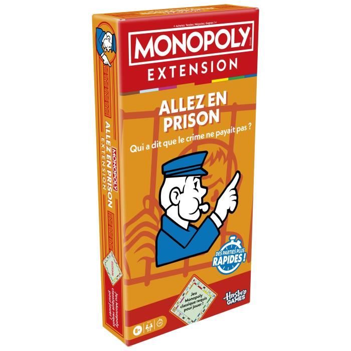 Monopoly Extension Allez en prison, rend le jeu Monopoly classique plus amusant et plus rapide, jeux de plateau, 2 a 6 joueurs, 40 m