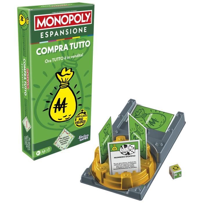 Monopoly Extension Tout est a vendre, rend le jeu Monopoly classique plus amusant et plus rapide, jeux de plateau, 2 a 6 joueurs, 40