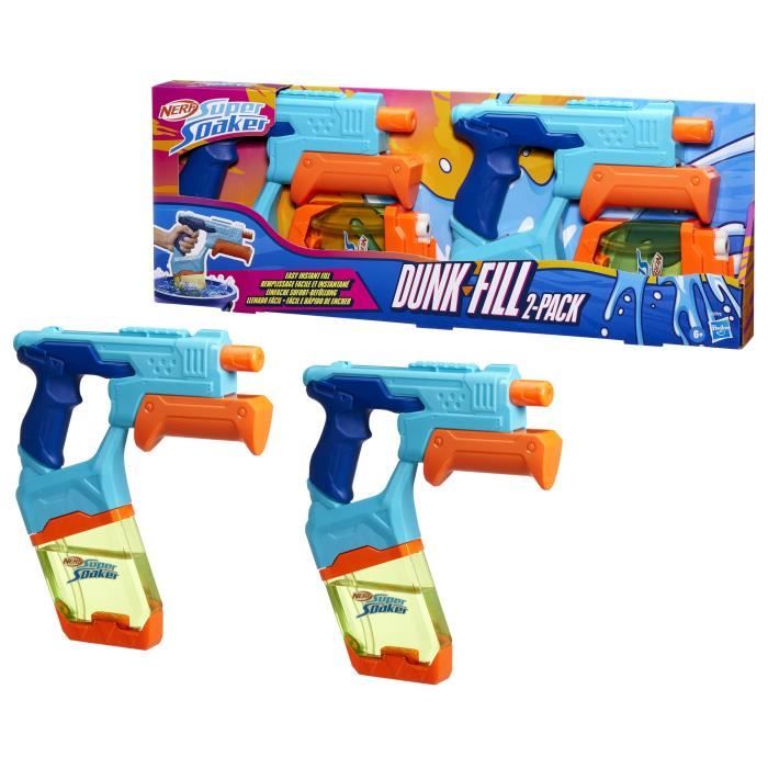 Nerf Dunk-Fill, Pack de 2 pistolets a eau, réservoirs a remplissage instantané facile, jouets d'eau, Super Soaker, des 6 ans