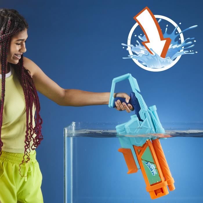 Nerf Pistolet a eau Mega Dunk-Fill, remplissage instantané facile, Réservoir 1L, Nerf Super Soaker, des 6 ans