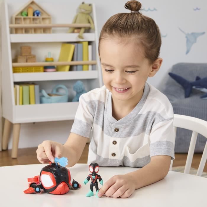 Spidey Miles Morales Dauphin filant Water-Webs, Figurine et véhicule, Marvel Spidey et ses Amis Extraordinaires, Des 4 ans
