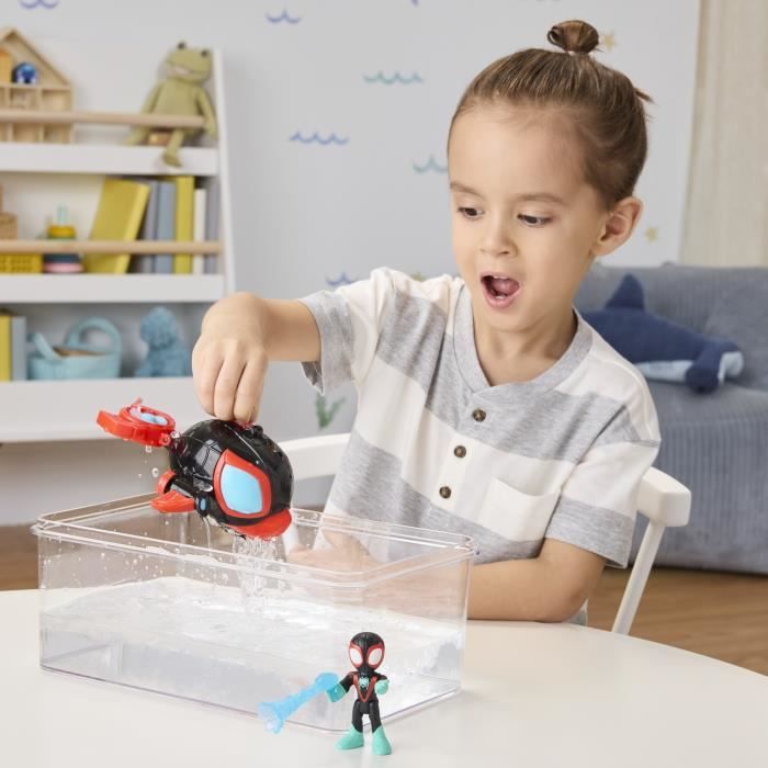 Spidey Miles Morales Dauphin filant Water-Webs, Figurine et véhicule, Marvel Spidey et ses Amis Extraordinaires, Des 4 ans