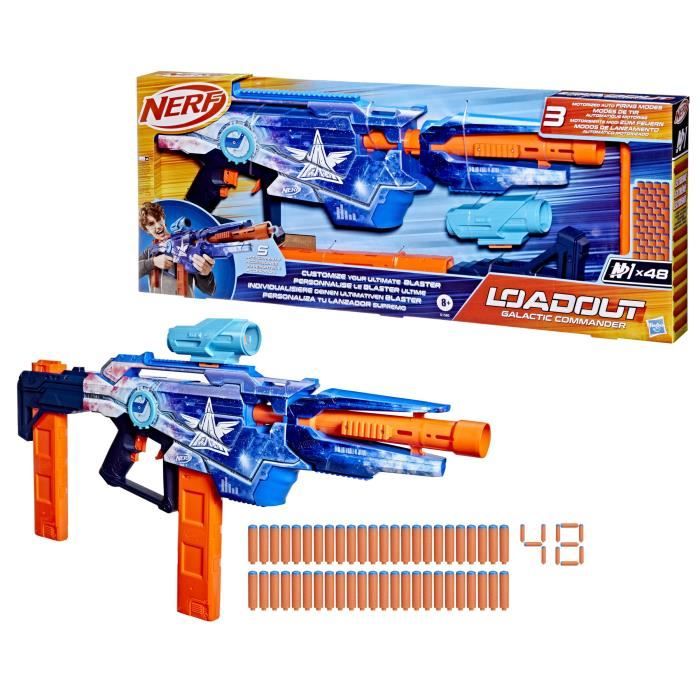 Nerf Loadout Galactic Commander, blaster a fléchettes en mousse motorisé, 3 accessoires et 48 fléchettes Nerf N1, des 8 ans