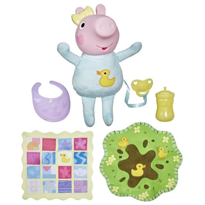 Peppa Pig Gros câlins Evie, poupée interactive avec accessoires, des 3 ans