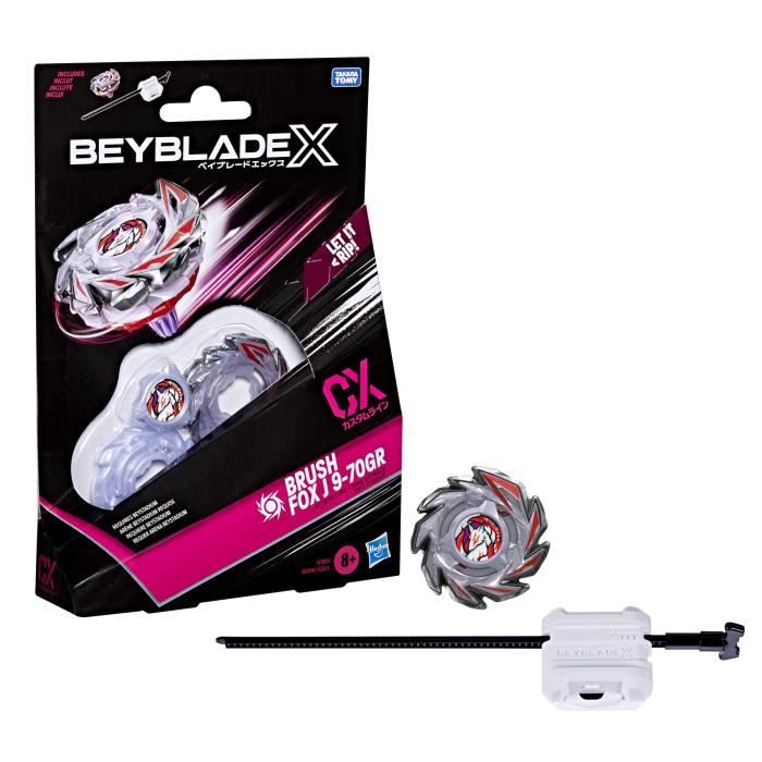 Beyblade X Starter Pack Brush Fox J 9-70GR CX, toupie Takara Tomy de type attaque, toupies de compétition, des 8 ans