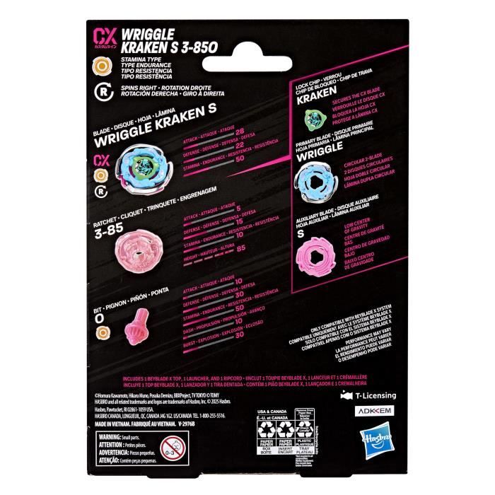 Beyblade X Starter Pack Wriggle Kraken S 3-85O CX, toupie Takara Tomy de type endurance, toupies de compétition, des 8 ans