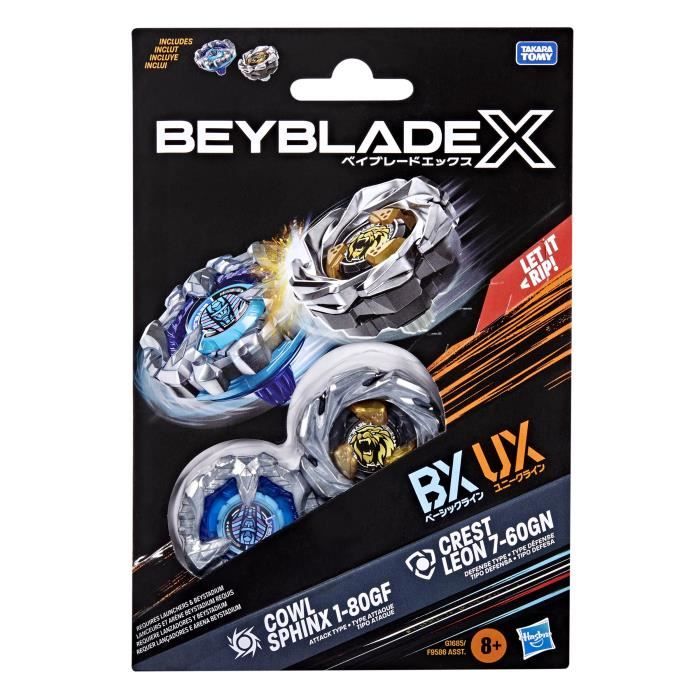 Beyblade X Dual Pack Toupie Cowl Sphinx 1-80GF et Crest Leon 7-60GN, des 8 ans
