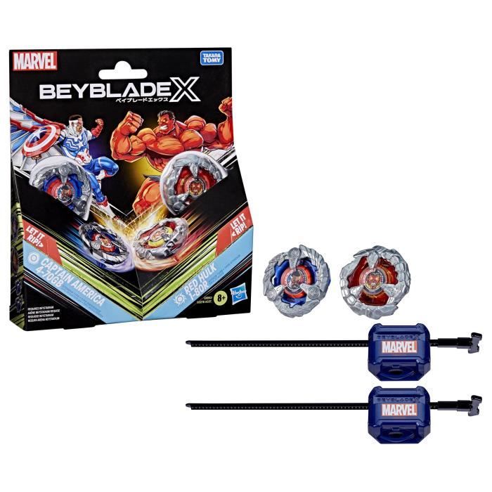 Beyblade X Multipack Toupie Captain America 4-70GB contre Red Hulk 1-80R, des 8 ans