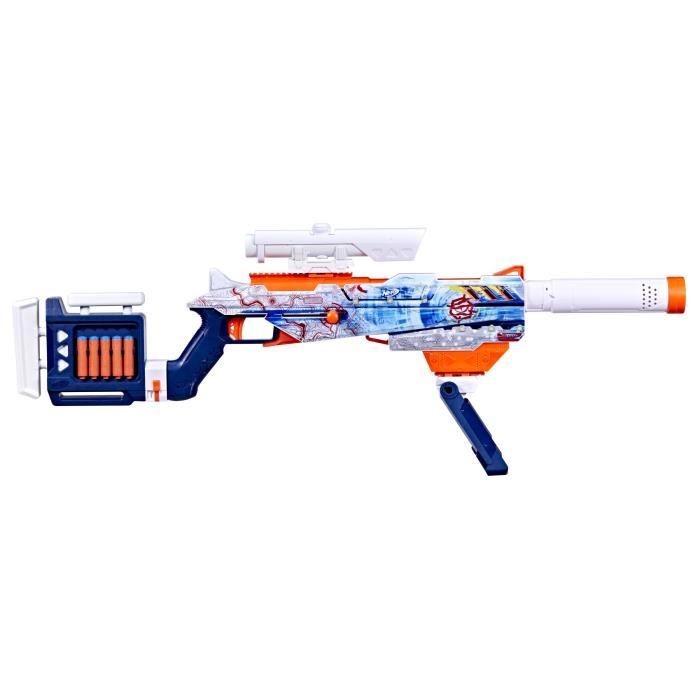 Nerf Loadout Arctic Zerostriker, blaster avec 4 accessoires interchangeables, 24 fléchettes Nerf N1, chargeur interne 6 fléchettes,