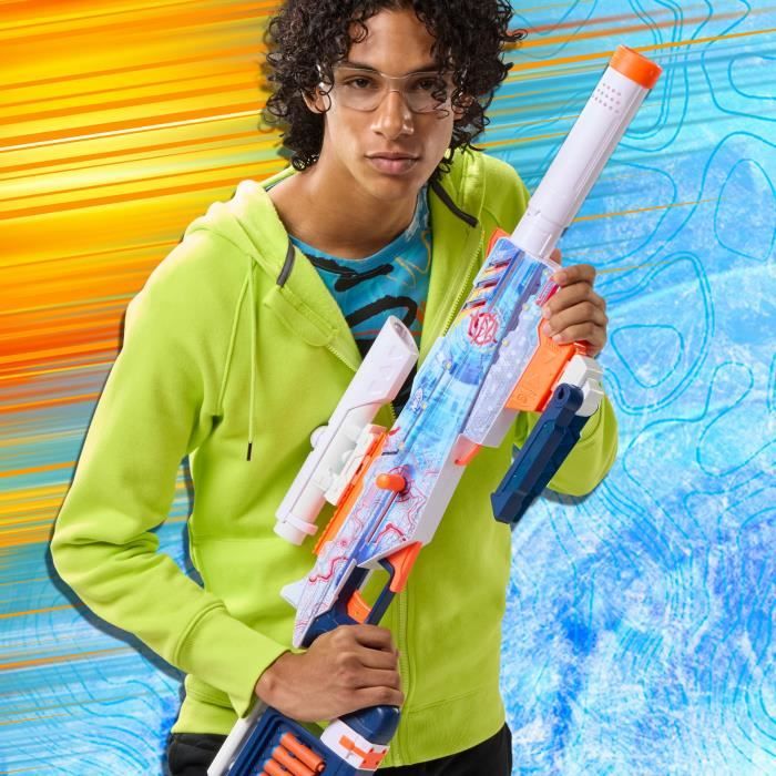 Nerf Loadout Arctic Zerostriker, blaster avec 4 accessoires interchangeables, 24 fléchettes Nerf N1, chargeur interne 6 fléchettes,