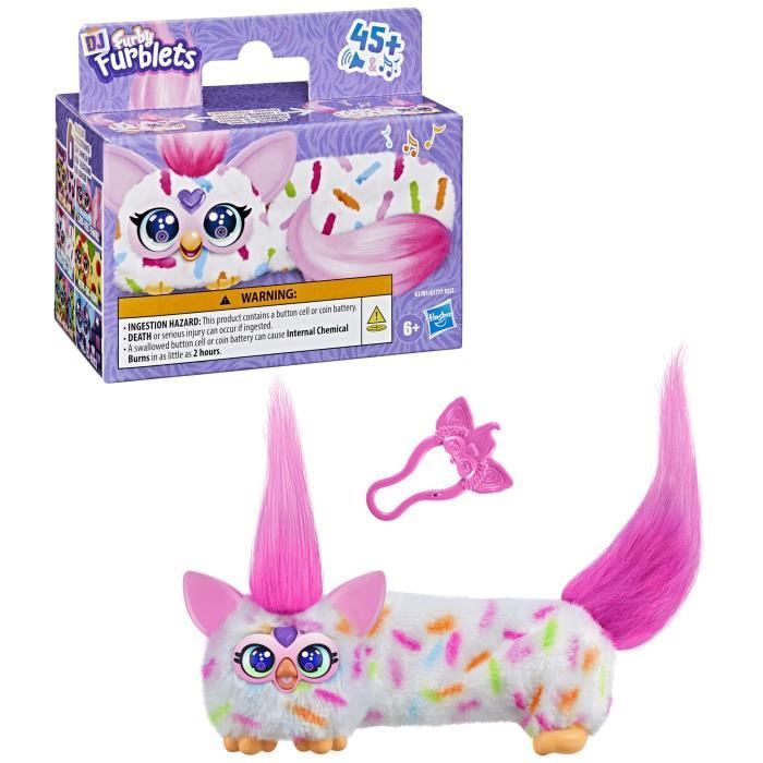 Furby DJ Furblets Berry-Cup-Cake, Mini peluche électronique, jouet pour enfant, 45 sons et musiques, des 6 ans