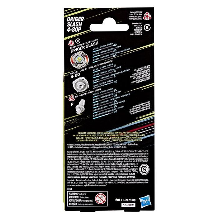 Beyblade X Starter Pack X-Over Project Driger Slash 4-80P, toupie de type équilibre et lanceur, des 8 ans