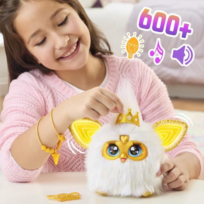 Furby Éclat doré, peluche activée par la voix brille dans le noir, jouets interactifs, des 6 ans