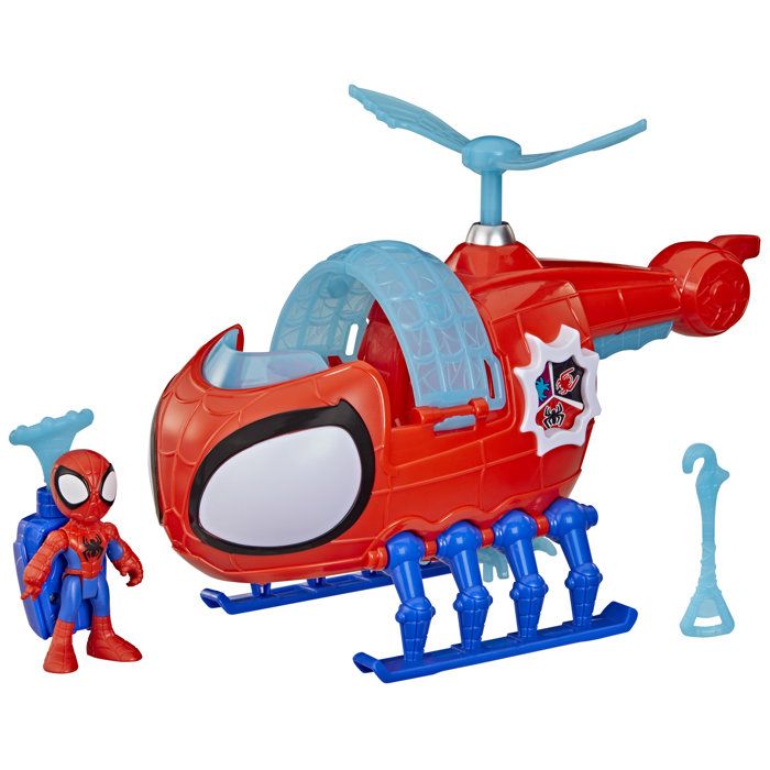 Hélico de l'équipe Spidey, figurine de 7,5 cm et véhicule avec projectile, Marvel Spidey et ses Amis Extraordinaires, des 3 ans