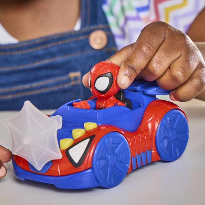 Véhicule Arachno-Bolide de Spidey avec Figurine de 7,5 cm et Accessoire, Jouets pour Enfants, des 3 Ans, Spidey et Ses Amis Extraord