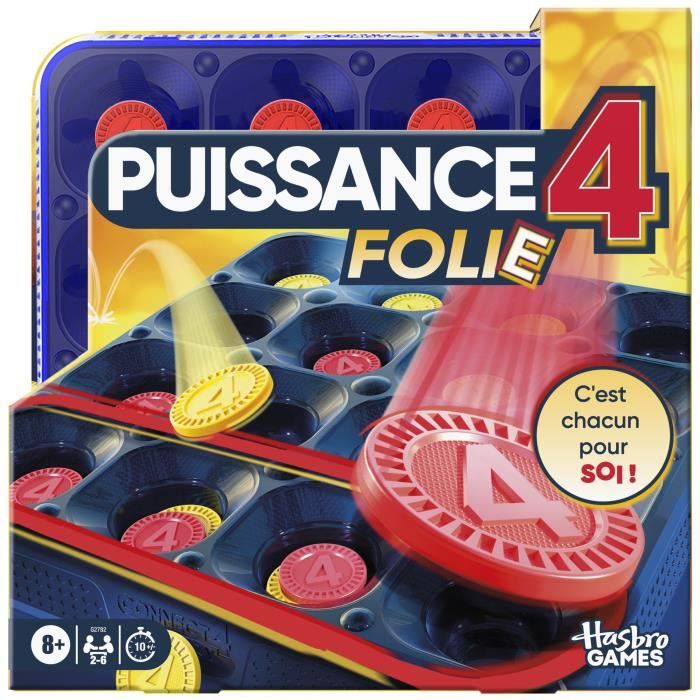 Puissance 4 Folie, jeu de groupe familial pour enfants et adultes, rebondir par 4 pour gagner, des 8 ans
