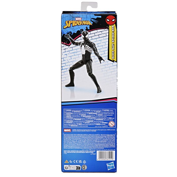 Figurine Spider-Man en costume noir 30 cm deluxe, Titan Series, jouets de super-héros pour enfants, Marvel Spider-Man, des 4 ans