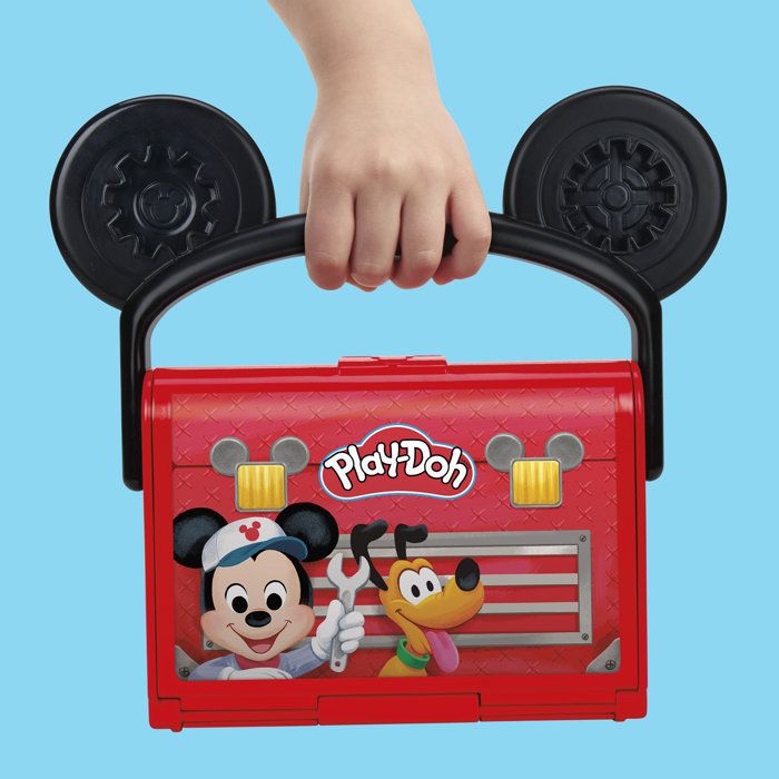 Play-Doh Disney Junior Mon Garage avec Mickey Mouse, Coffret de pâte a modeler, Loisirs créatifs, Jouets préscolaires, des 2 ans