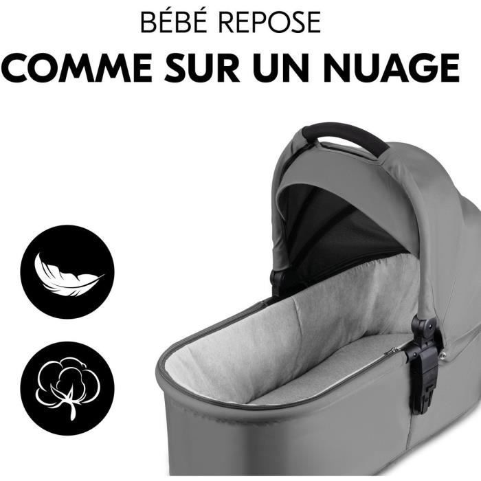 HAUK - Ensemble de voyage 3-en-1 Shop N Care Trio - Poussette + Nacelle + Siege auto + adaptateurs - 4 roues - Gris
