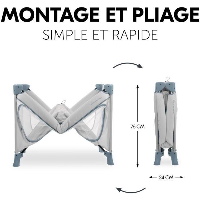 Lit de voyage - HAUCK - DREAM N PLAY PLUS - 60 x 120 cm - Des la naissance - Pliable - Dusty blue